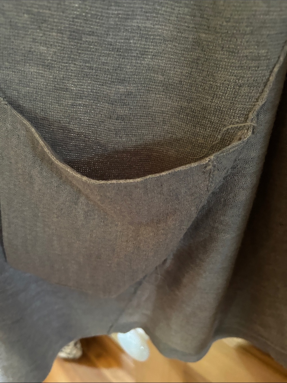 Eileen Fisher Light Gray Open-Front Drape Cardigan - Picture 3 of 9